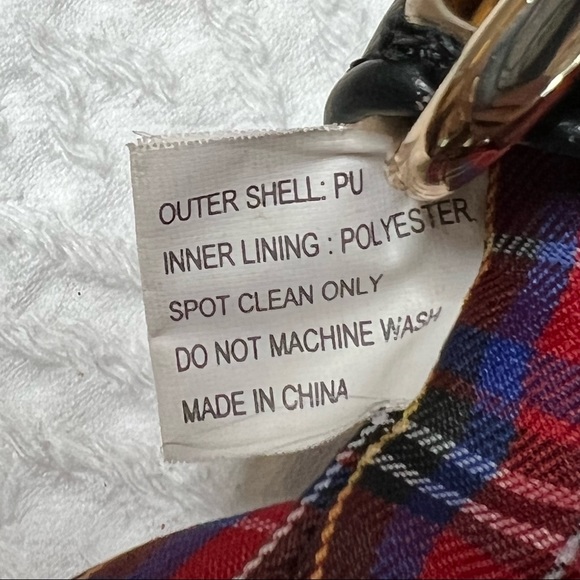 Mark & Hall Black Faux Leather Crossbody Tassels / Plaid / Gold Accents 3 Zipper - Picture 8 of 9